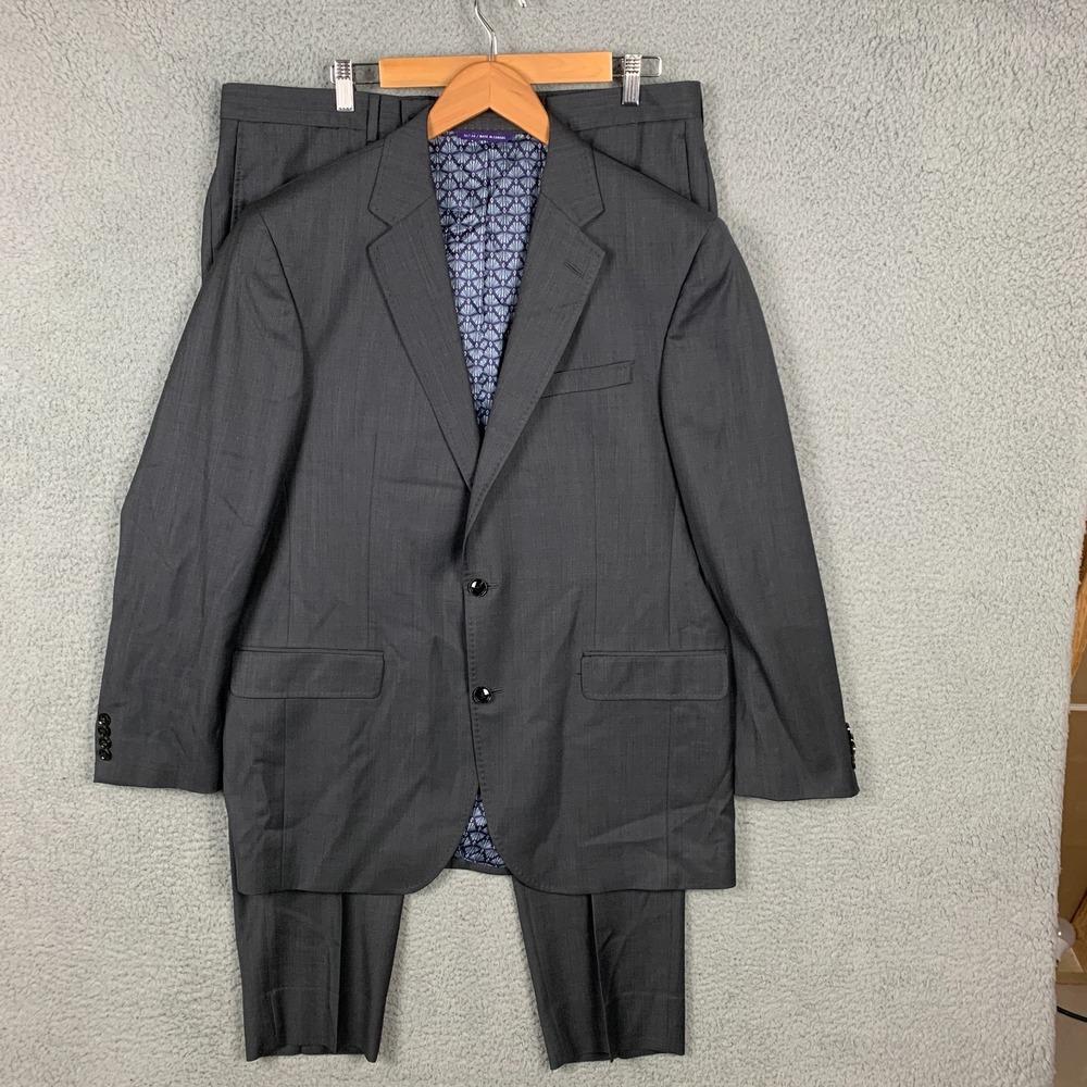 Ted Baker Jay CT 2-Piece Suit 44L Gray Italian Wool Pants 37 x 31 Endurance $895